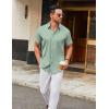 COOFANDY Men’s Stretch Dress Shirts Short Sleeve Wrinkle Free Casual Button Down Shirts(Light Green-flower)