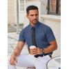 COOFANDY Men’s Stretch Dress Shirts Short Sleeve Wrinkle Free Casual Button Down Shirts(Navy-white)