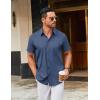 COOFANDY Men’s Stretch Dress Shirts Short Sleeve Wrinkle Free Casual Button Down Shirts(Navy-white)