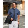 COOFANDY Men’s Stretch Dress Shirts Short Sleeve Wrinkle Free Casual Button Down Shirts(Navy-white)