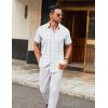 COOFANDY Men’s Stretch Dress Shirts Short Sleeve Wrinkle Free Casual Button Down Shirts(White-blue)