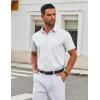 COOFANDY Men’s Stretch Dress Shirts Short Sleeve Wrinkle Free Casual Button Down Shirts(White-blue)