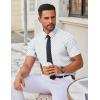 COOFANDY Men’s Stretch Dress Shirts Short Sleeve Wrinkle Free Casual Button Down Shirts(White-blue)
