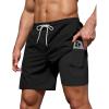 COOFANDY Men’s 7″ Swim Trunks with Compression Liner Stretch Swimming Shorts with Zipper Pockets(Black)