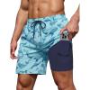 COOFANDY Men’s 7″ Swim Trunks with Compression Liner Stretch Swimming Shorts with Zipper Pockets(Light Blue – Whales)