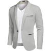 COOFANDY Men’s Casual Blazer Jacket Slim Fit Sports Coat Business Suit Jackets One Button(Light Gray)