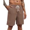 COOFANDY Mens Linen Shorts Casual Drawstring Elastic Waist Lightweight Summer Vacation Beach Shorts(Brown)