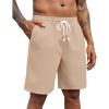COOFANDY Mens Linen Shorts Casual Drawstring Elastic Waist Lightweight Summer Vacation Beach Shorts(Dark Beige)