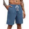 COOFANDY Mens Linen Shorts Casual Drawstring Elastic Waist Lightweight Summer Vacation Beach Shorts(Dark Blue)
