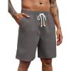 COOFANDY Mens Linen Shorts Casual Drawstring Elastic Waist Lightweight Summer Vacation Beach Shorts(Grey)