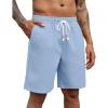 COOFANDY Mens Linen Shorts Casual Drawstring Elastic Waist Lightweight Summer Vacation Beach Shorts(Sky Blue)