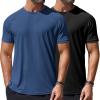 COOFANDY Mens Swim Shirt UPF 50+ Rash Guard Beach Tshirt Workout Quick Dry T Shirts for Running, Surfing and Hiking(Black&navy Blue)