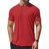 COOFANDY Mens Swim Shirt UPF 50+ Rash Guard Beach Tshirt Workout Quick Dry T Shirts for Running, Surfing and Hiking(Red)