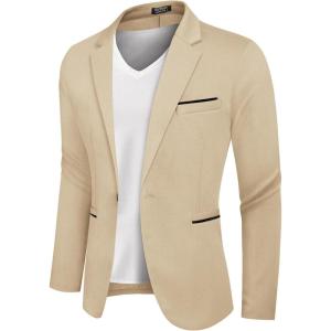 COOFANDY Men’s Casual Blazer Jacket Slim Fit Sports Coat Business Suit Jackets One Button(Apricot)