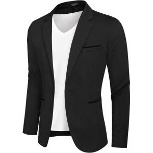 COOFANDY Men’s Casual Blazer Jacket Slim Fit Sports Coat Business Suit Jackets One Button(Black)