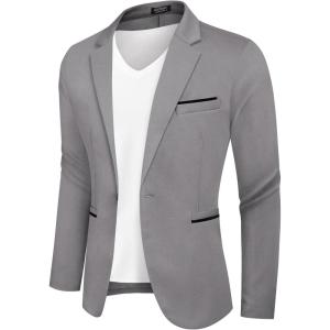 COOFANDY Men’s Casual Blazer Jacket Slim Fit Sports Coat Business Suit Jackets One Button(Grey)