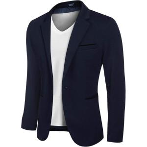 COOFANDY Men’s Casual Blazer Jacket Slim Fit Sports Coat Business Suit Jackets One Button(Navy Blue)
