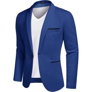 COOFANDY Men’s Casual Blazer Jacket Slim Fit Sports Coat Business Suit Jackets One Button(Royal Blue)
