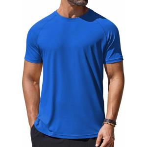 COOFANDY Mens Swim Shirt UPF 50+ Rash Guard Beach Tshirt Workout Quick Dry T Shirts for Running, Surfing and Hiking(Sky Blue)