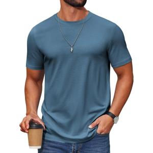 COOFANDY Men’s T Shirt Short Sleeve Cotton Blend T-Shirts Crew Neck Casual Summer Basic Tee Shirts(Dark Blue)