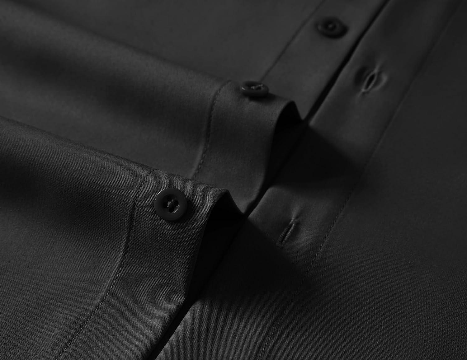 imageCOOFANDY Big amp Tall Shirts for Men Short Sleeve Button Down Casual Dress ShirtsBlack