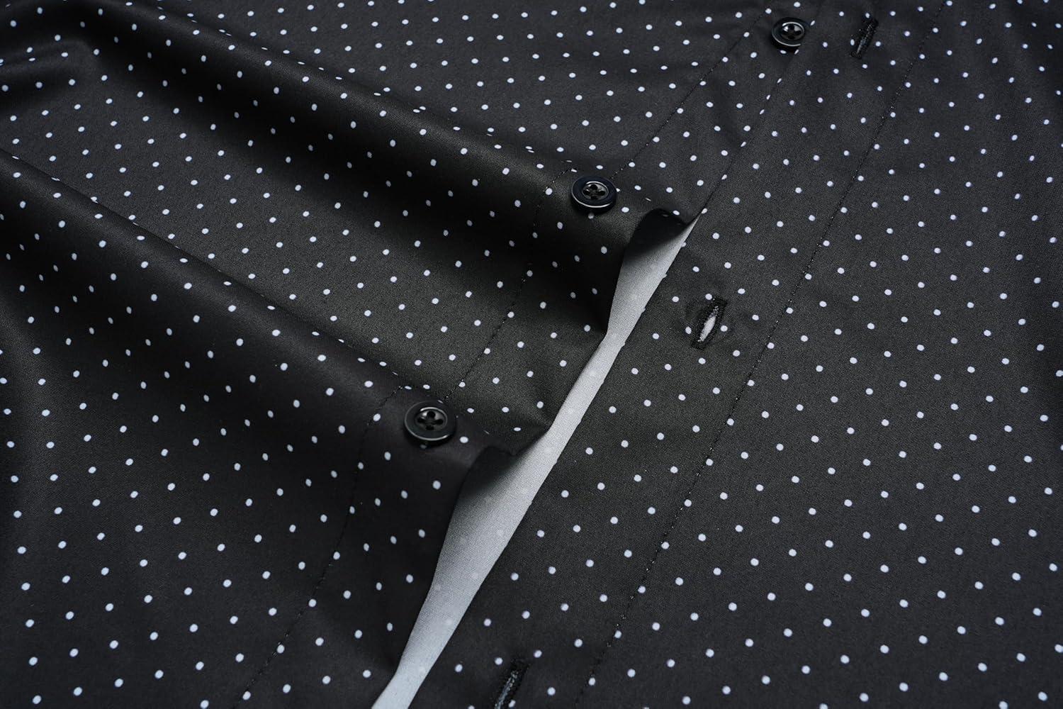 imageCOOFANDY Big amp Tall Shirts for Men Short Sleeve Button Down Casual Dress ShirtsBlackpolka Dots
