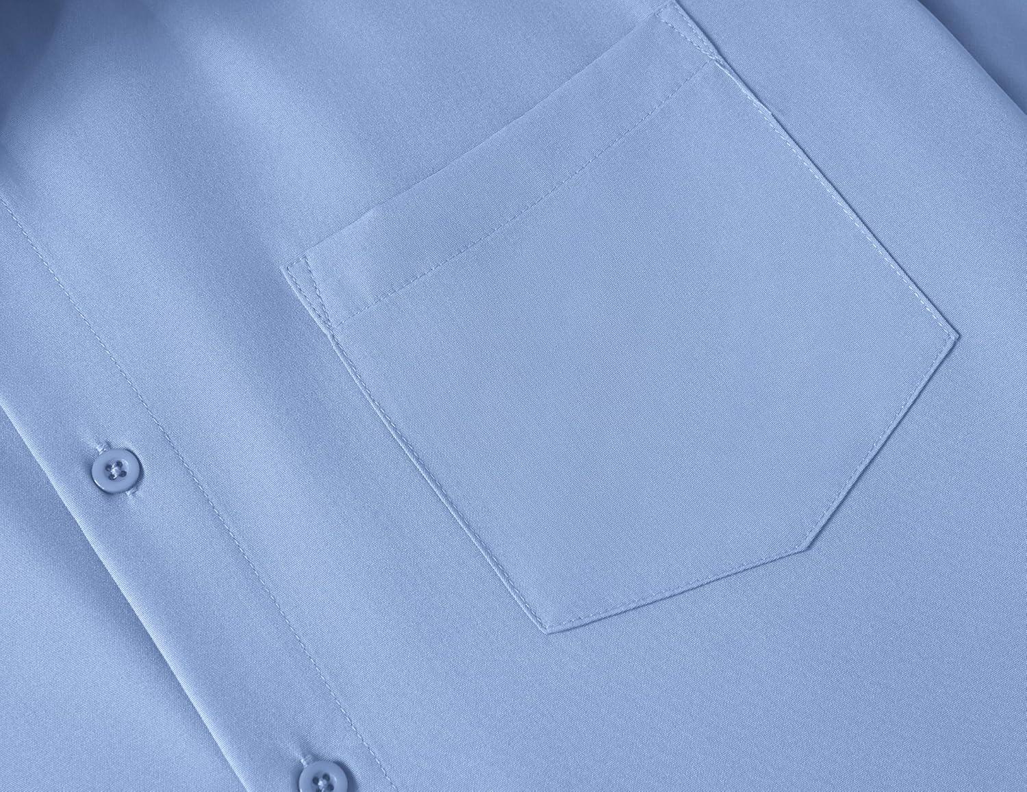 imageCOOFANDY Big amp Tall Shirts for Men Short Sleeve Button Down Casual Dress ShirtsBlue