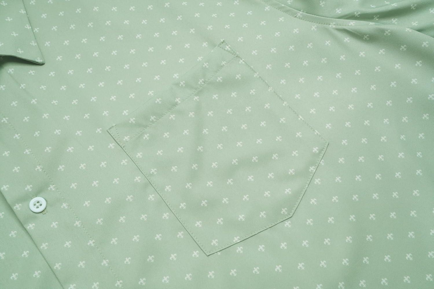 imageCOOFANDY Big amp Tall Shirts for Men Short Sleeve Button Down Casual Dress ShirtsLight Greenanchor
