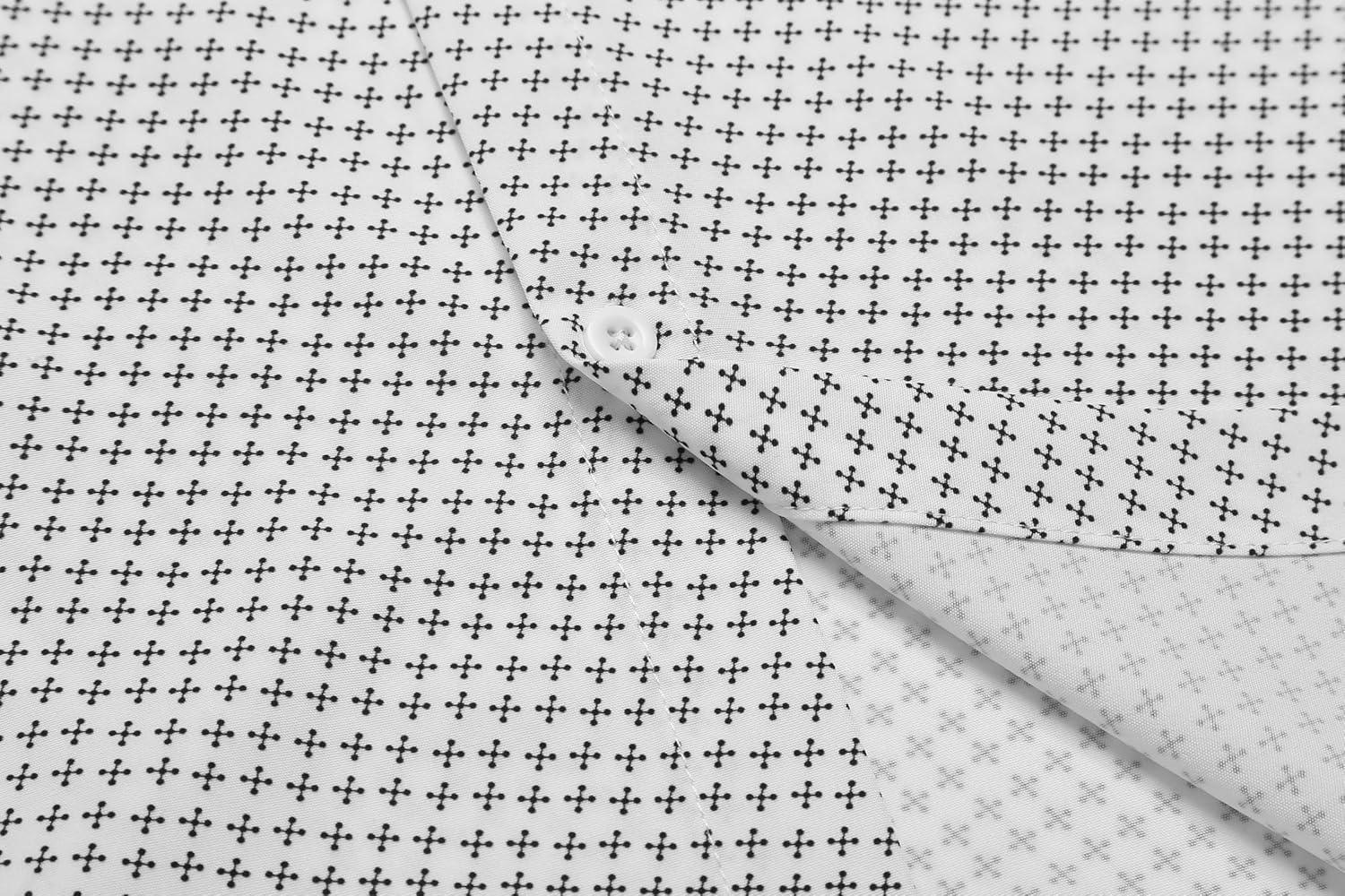 imageCOOFANDY Big amp Tall Shirts for Men Short Sleeve Button Down Casual Dress ShirtsWhite Cross Pattern
