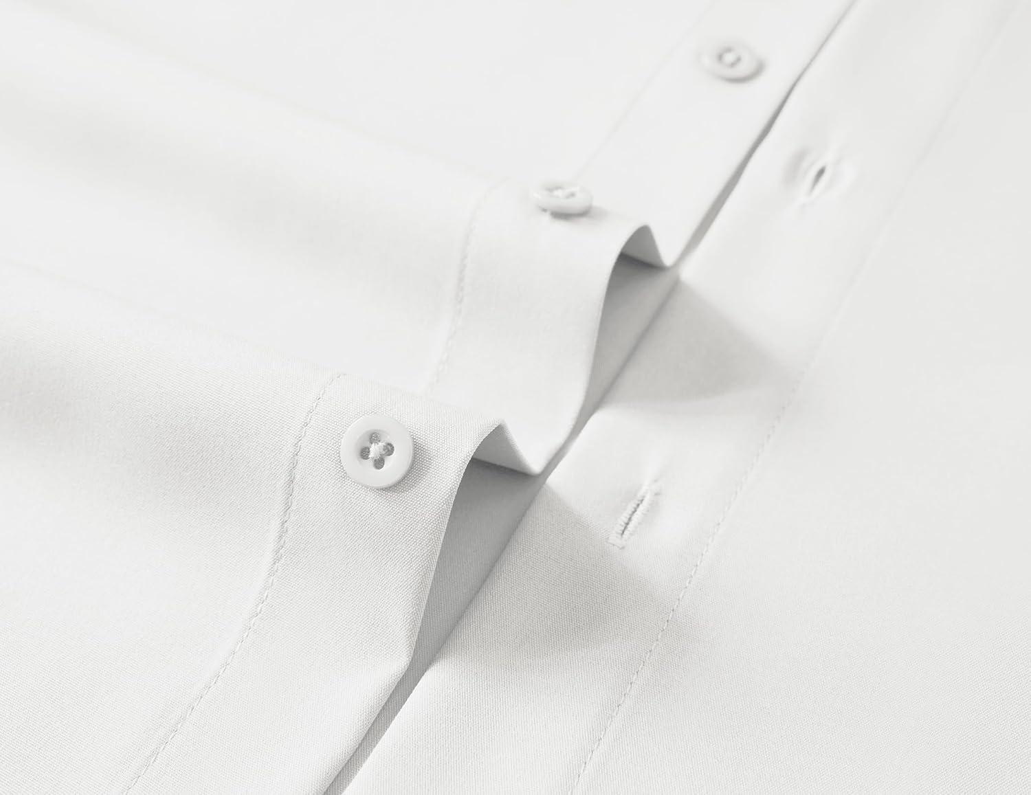 imageCOOFANDY Big amp Tall Shirts for Men Short Sleeve Button Down Casual Dress ShirtsWhite