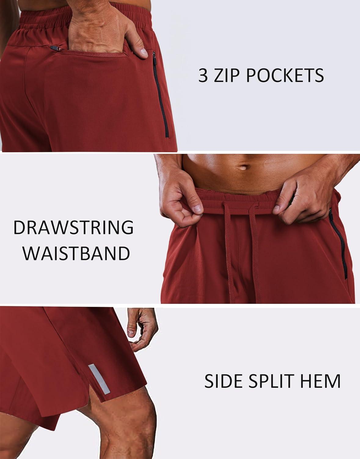 imageCOOFANDY Mens Athletic Running Shorts Quick Dry 7 Workout Gym Short Lightweight Active Sport Short for Tennis HikingWine Red