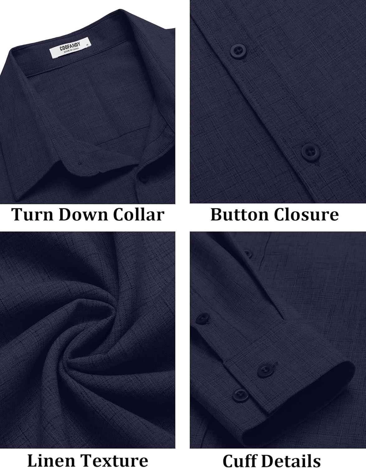 imageCOOFANDY Mens Button Down Shirt Long Sleeve Untucked Shirts Regular Fit Casual Dress ShirtsBlack Iris