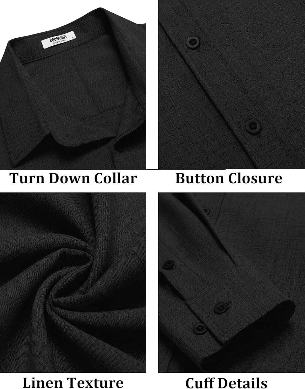 imageCOOFANDY Mens Button Down Shirt Long Sleeve Untucked Shirts Regular Fit Casual Dress ShirtsBlack Onyx