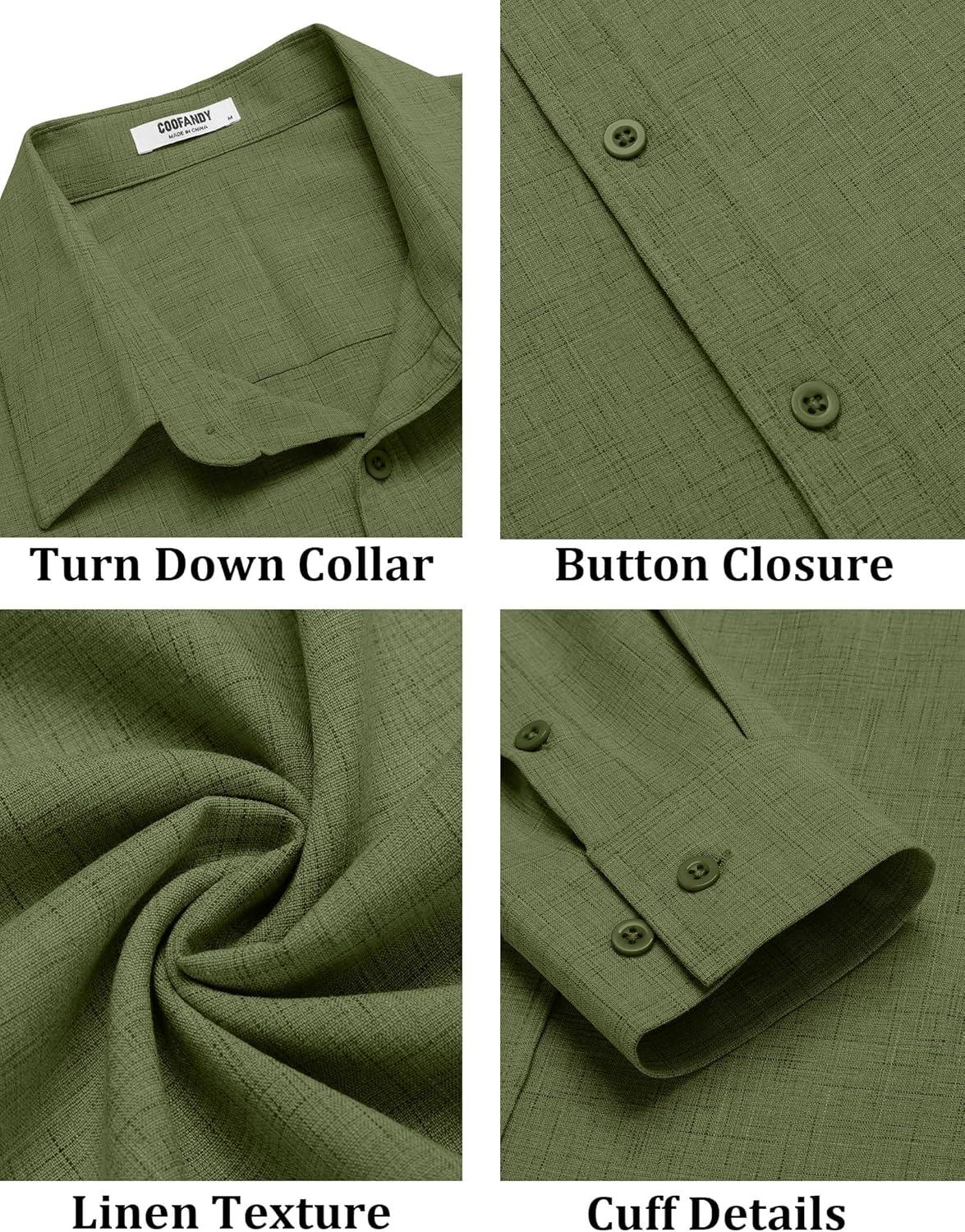 imageCOOFANDY Mens Button Down Shirt Long Sleeve Untucked Shirts Regular Fit Casual Dress ShirtsChive
