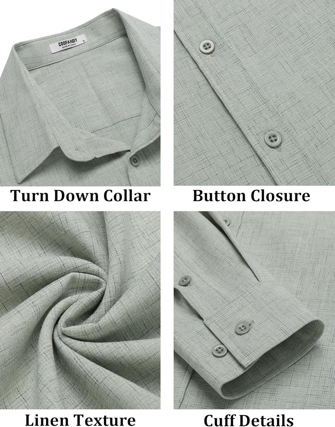 imageCOOFANDY Mens Button Down Shirt Long Sleeve Untucked Shirts Regular Fit Casual Dress ShirtsSage Green