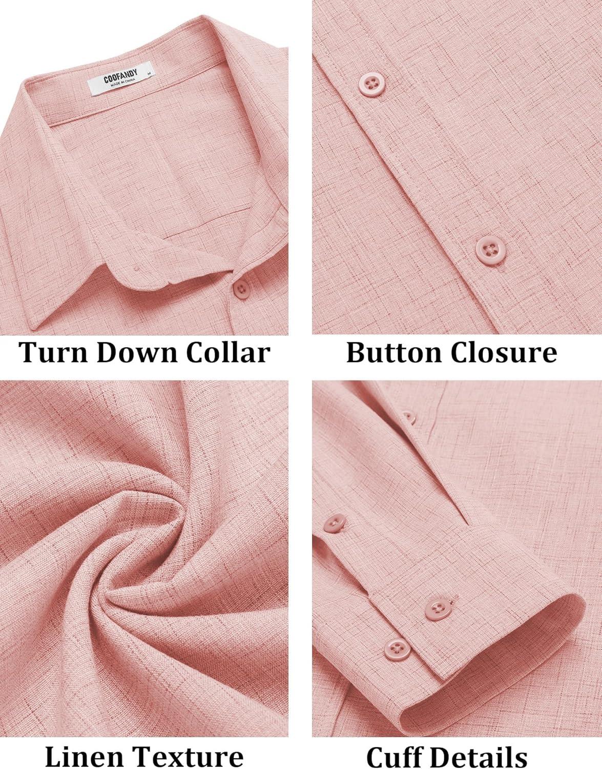 imageCOOFANDY Mens Button Down Shirt Long Sleeve Untucked Shirts Regular Fit Casual Dress ShirtsVeiled Rose
