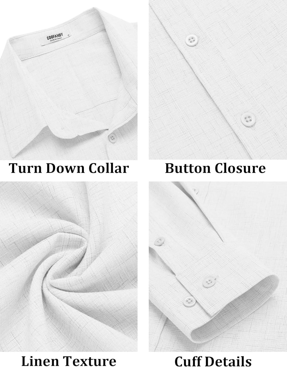 imageCOOFANDY Mens Button Down Shirt Long Sleeve Untucked Shirts Regular Fit Casual Dress ShirtsWhite