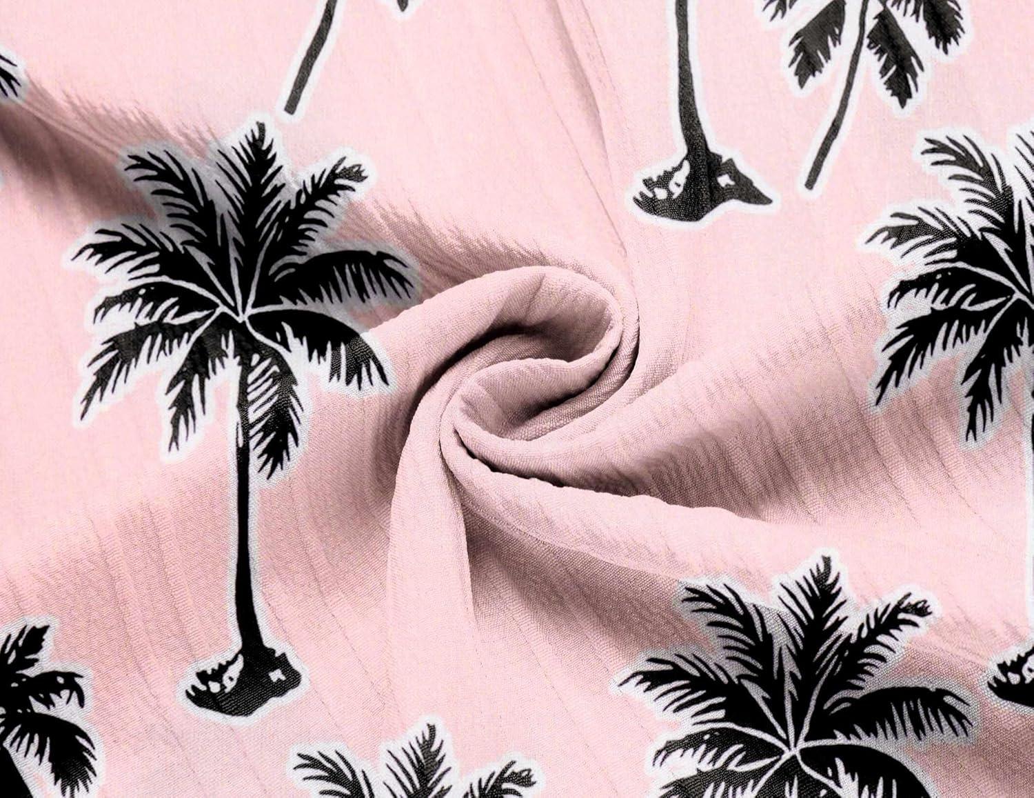 imageCOOFANDY Mens Casual Shirts Short Sleeve Button Down Shirts Fashion Textured Summer Beach ShirtPinkleaf