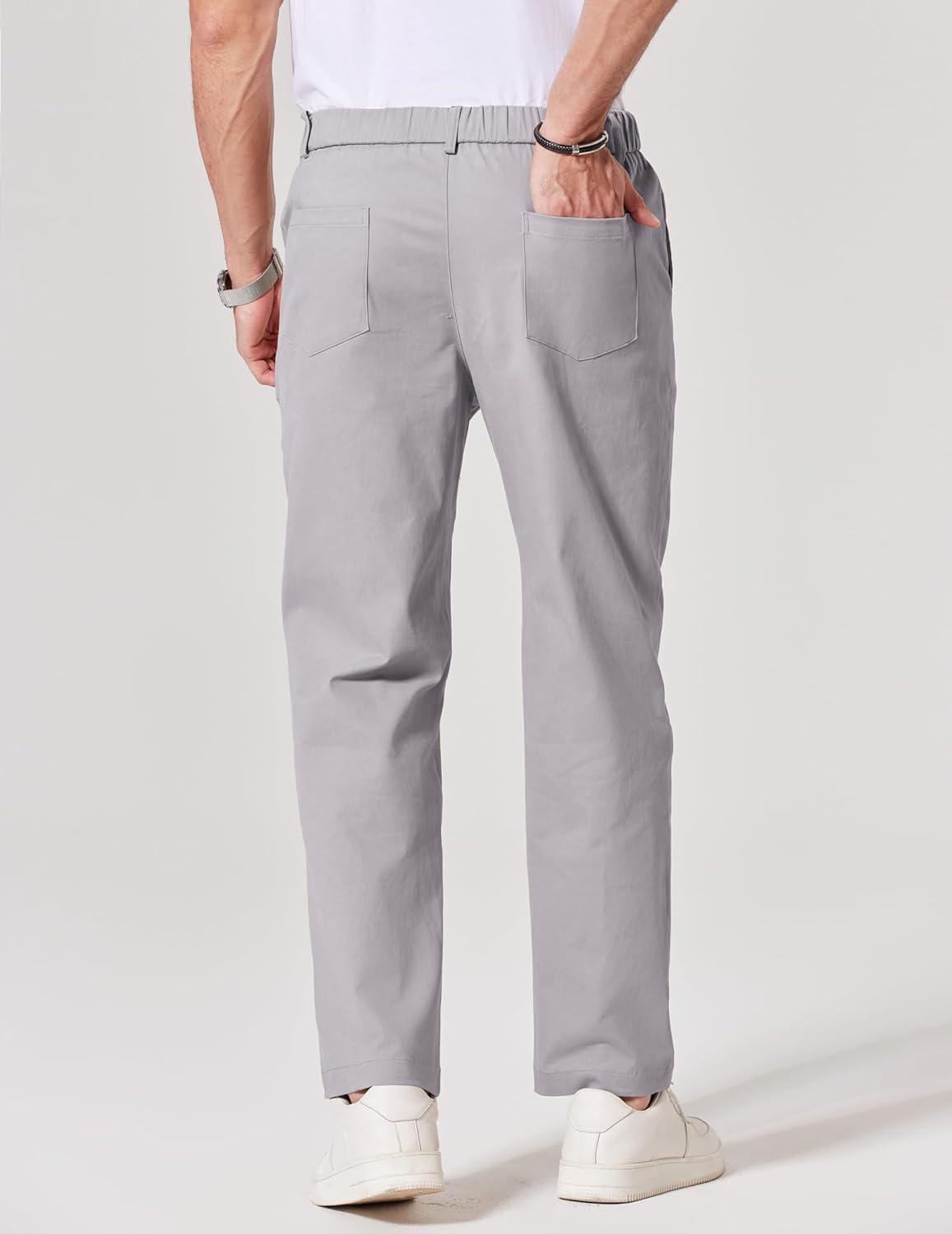 imageCOOFANDY Mens Chino Pants Casual Business Dress Pants Stretch Golf Trousers with PocketsLight Gray