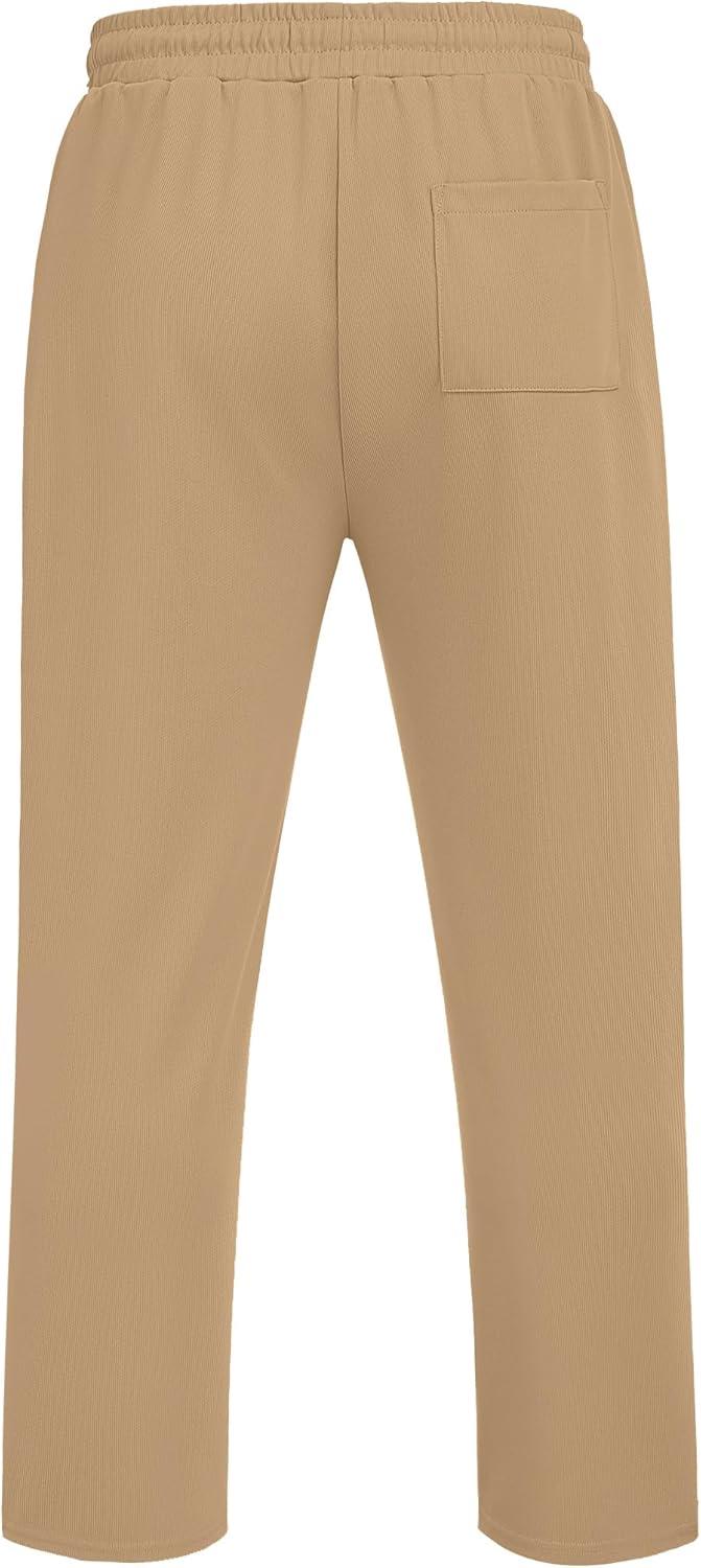 imageCOOFANDY Mens Knit Sweatpants Lightweight Open Bottom Casual Pants Drawstring Jogger Yoga Pants with PocketsMustard Yellow