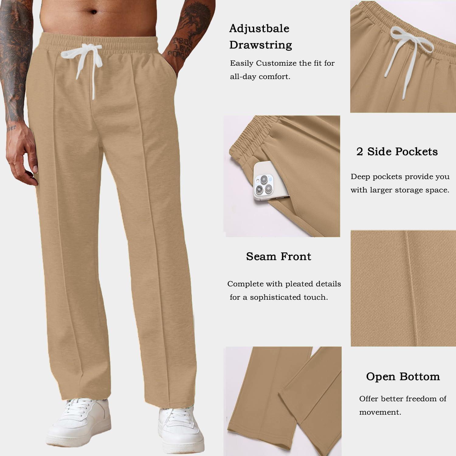 imageCOOFANDY Mens Knit Sweatpants Lightweight Open Bottom Casual Pants Drawstring Jogger Yoga Pants with PocketsMustard Yellow