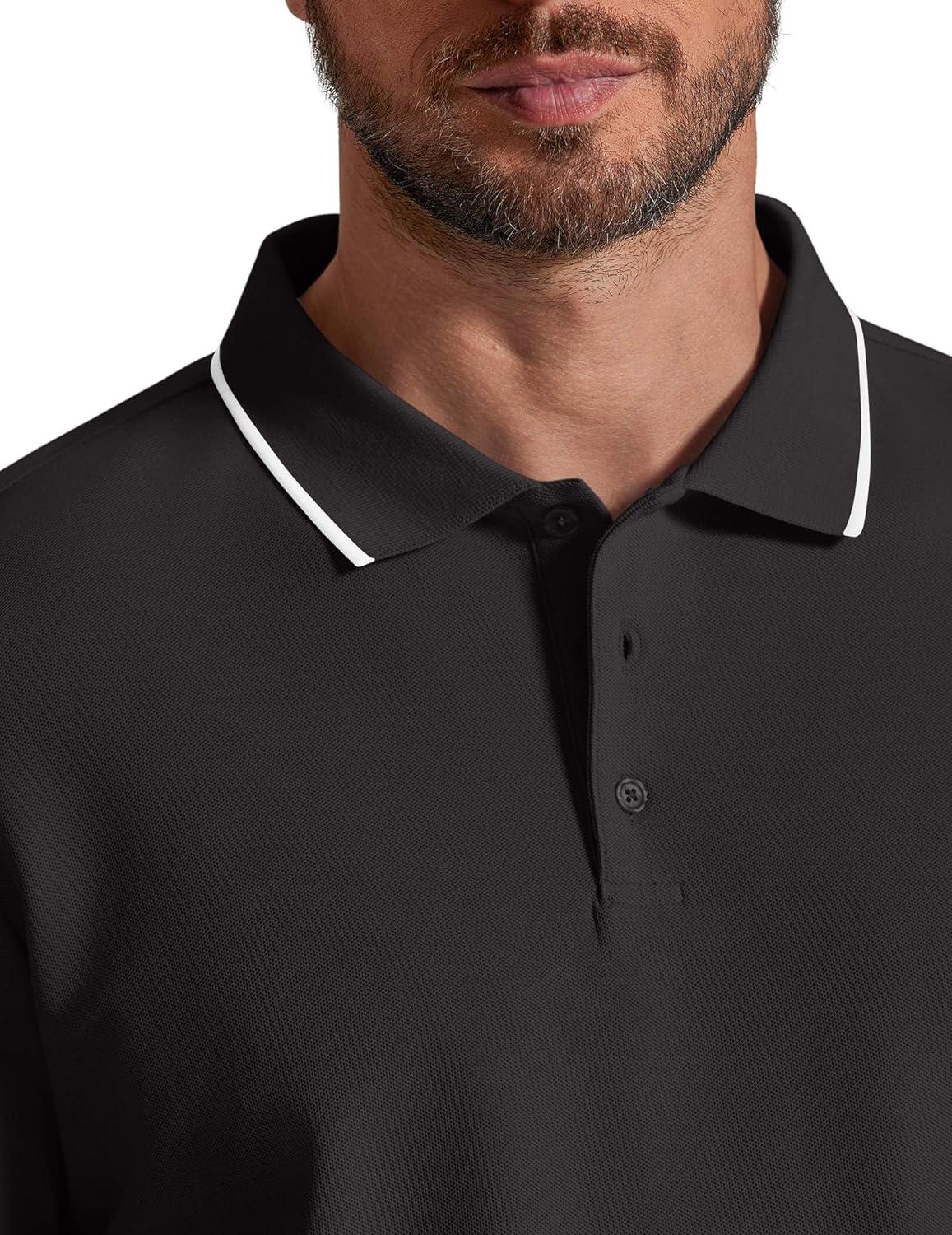 imageCOOFANDY Mens Polo Shirts Classic Short Sleeve Polo T Shirts Cotton Pique Casual Summer Fashion Golf ShirtBlack