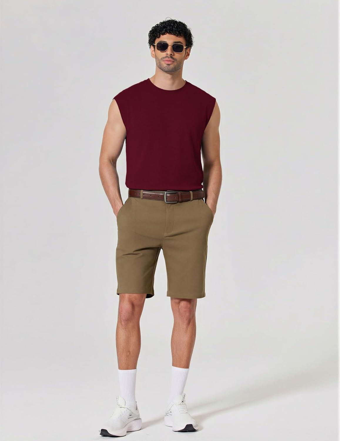 imageCOOFANDY Mens Sleeveless Shirts 100 Cotton Workout Tank Tops Cut Off Shirts Gym Muscle Loose Fit TeeDark Red
