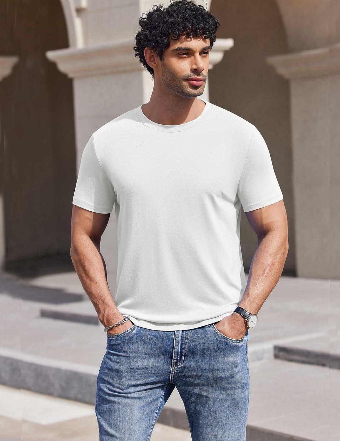 imageCOOFANDY Mens TShirts Short Sleeve Crew Neck T Shirts Casual Classic Basic Tee Shirts01white