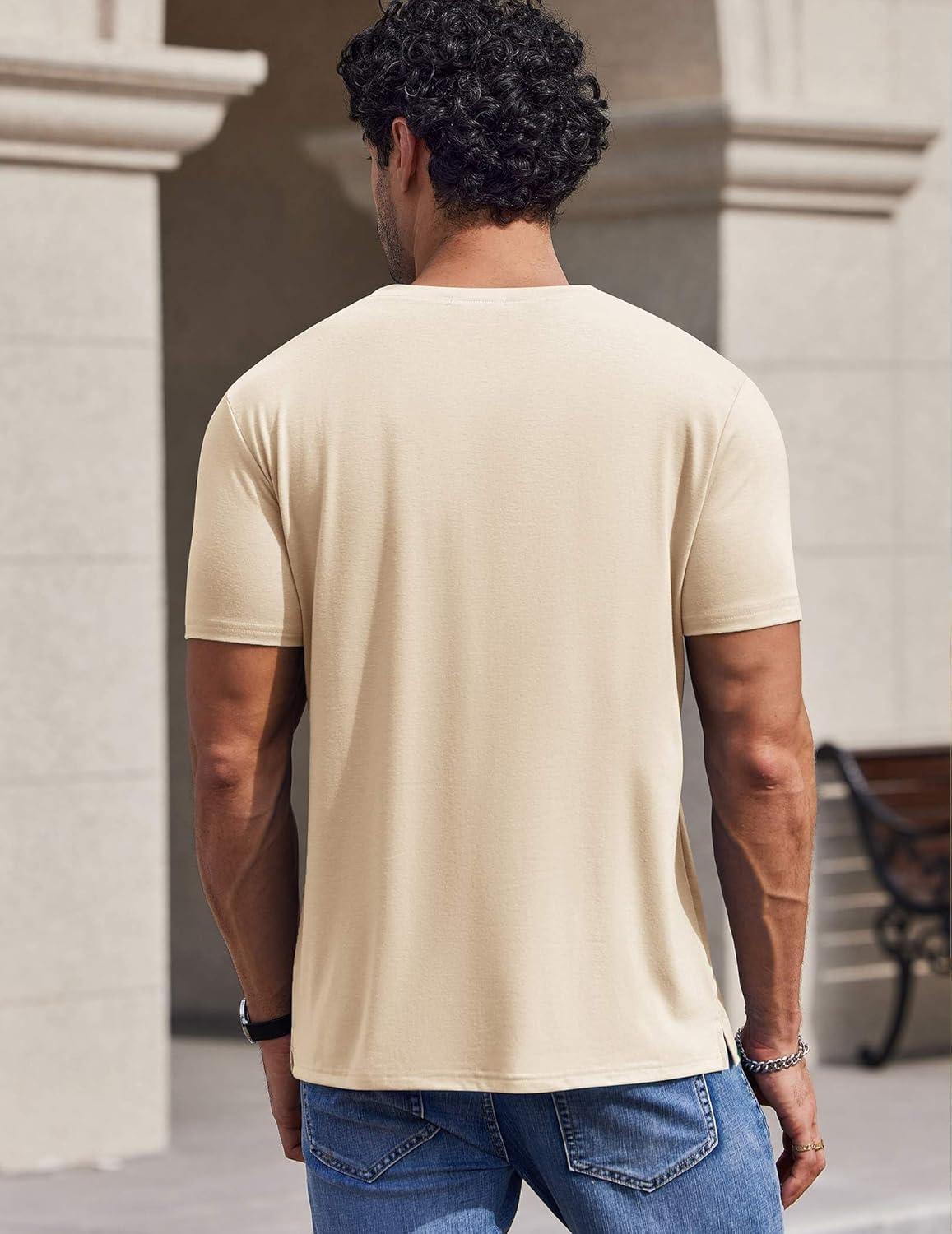 imageCOOFANDY Mens TShirts Short Sleeve Crew Neck T Shirts Casual Classic Basic Tee ShirtsBeige