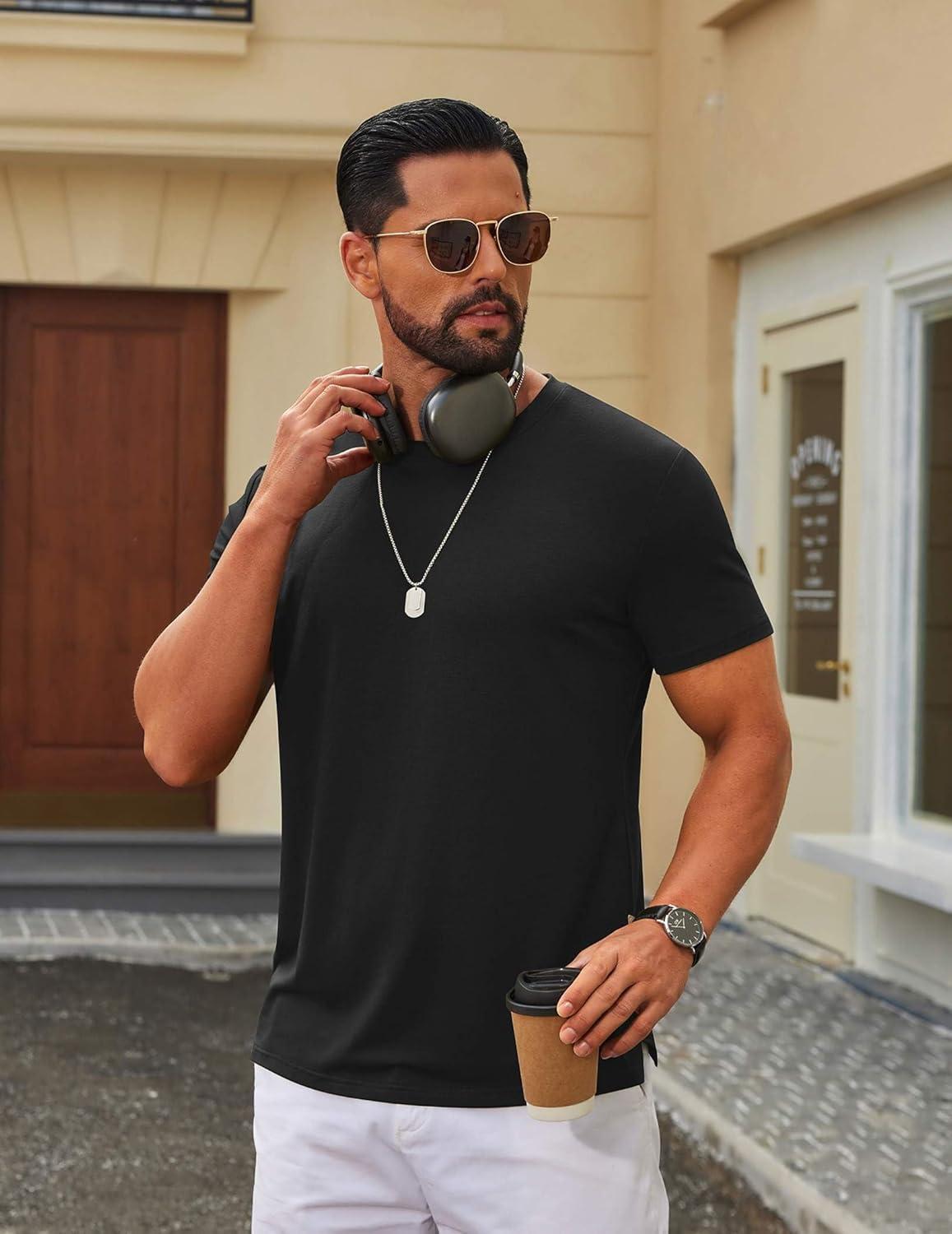 imageCOOFANDY Mens TShirts Short Sleeve Crew Neck T Shirts Casual Classic Basic Tee ShirtsBlack