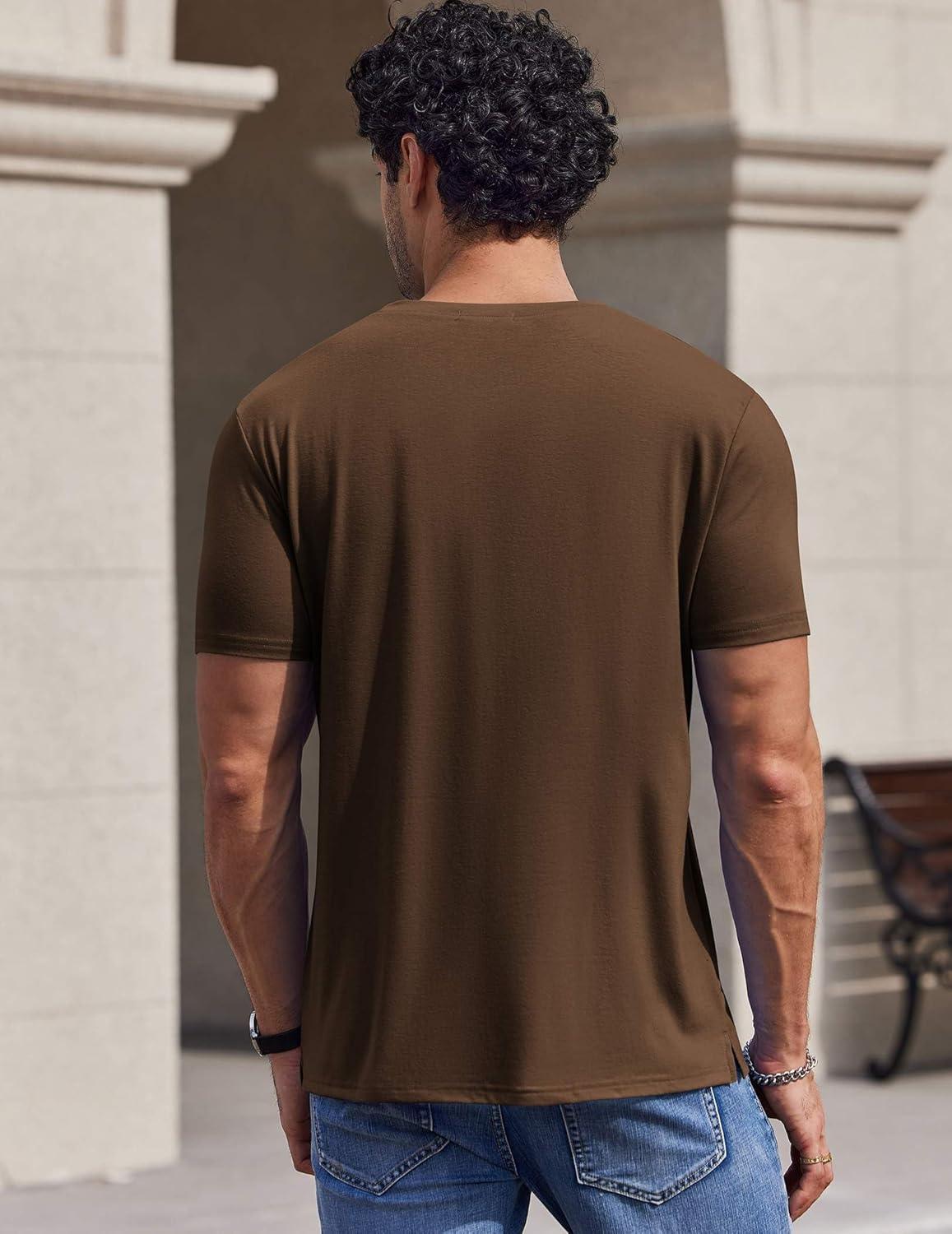 imageCOOFANDY Mens TShirts Short Sleeve Crew Neck T Shirts Casual Classic Basic Tee ShirtsBrown