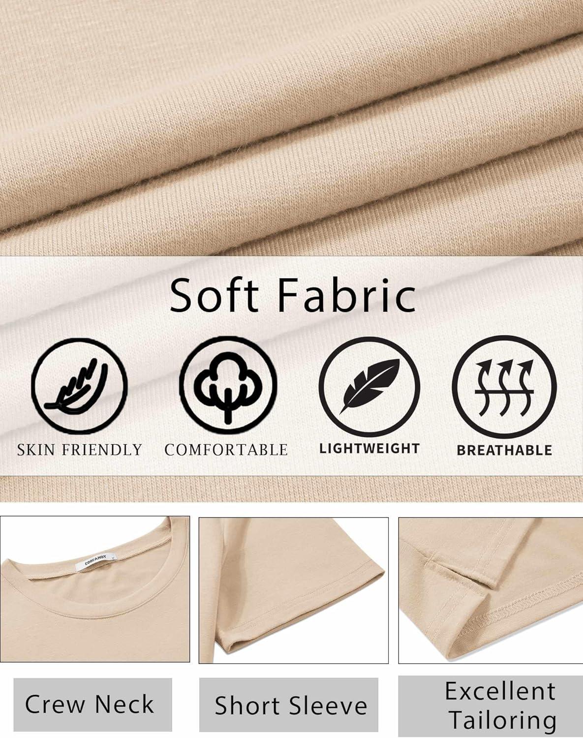 imageCOOFANDY Mens TShirts Short Sleeve Crew Neck T Shirts Casual Classic Basic Tee ShirtsLight Khaki