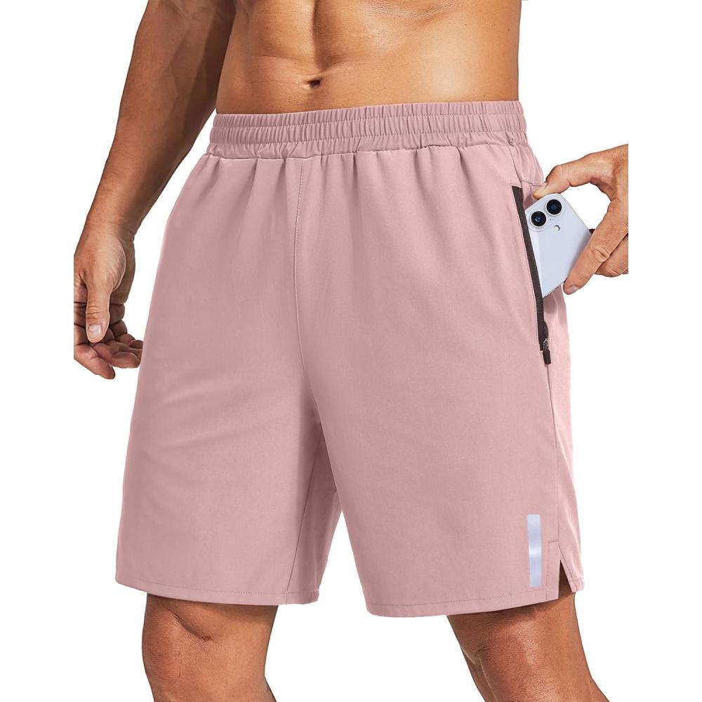 imageCOOFANDY Mens Athletic Running Shorts Quick Dry 7 Workout Gym Short Lightweight Active Sport Short for Tennis HikingNude Pink