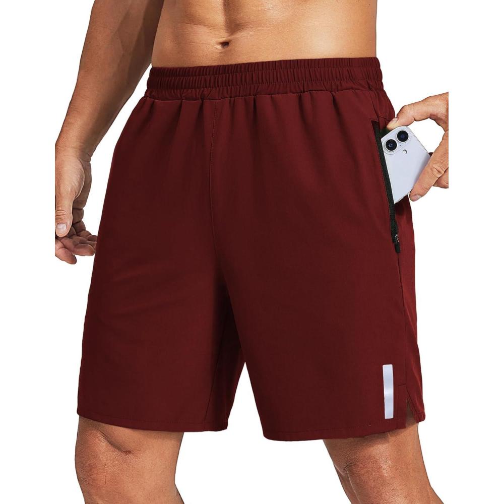 imageCOOFANDY Mens Athletic Running Shorts Quick Dry 7 Workout Gym Short Lightweight Active Sport Short for Tennis HikingWine Red